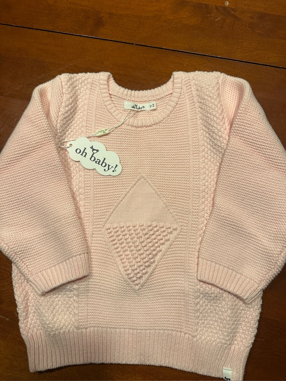 Oh Baby! Girls' Pink Knit Sweater- Size 1-2T-NWT